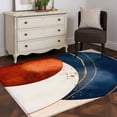 thumbnail image 3 of 3x5Ft Area Rugs Navy Blue Burnt Orange Non-Skid Rubber Backing Large Rectangle Rugs - Living Room Bedroom Home Office, Modern Boho Art Geometric Indoor Floor Mat Carpets Washable Rug, 3 of 9