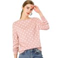 thumbnail image 1 of Jersey de punto de Lunares Allegra K Manga Larga cuello redondo Elástico Invierno otoño Mujer Rosa M, 1 of 6