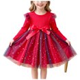 thumbnail image 2 of RFQWOVSR Girls Long Sleeve Gradient Mesh Princess Dress Fall Birthday Gown 2-3 Years, 2 of 7
