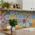 thumbnail image 2 of Mi Alma Peel & Stick Tiles - Green Blue Yellow Spanish Vinyl Backsplash 12x12, 2 of 10