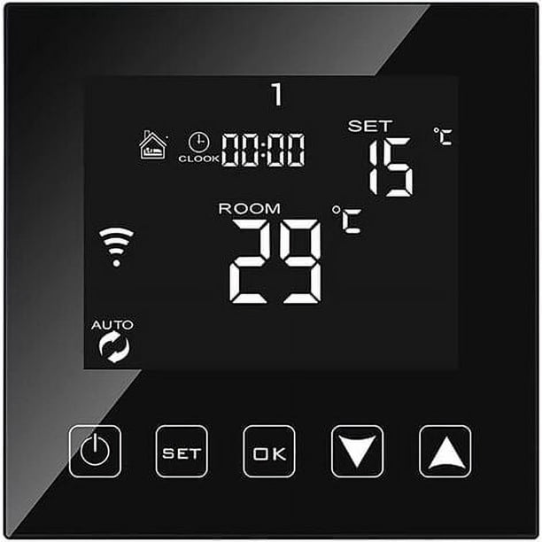 Termostato inteligente conectado WiFi para caldera de gas/agua 3A con cable Alexa/Google Home/Tuya Smart Life APP compatible, termostatos de ambiente programables caldera de pared negro