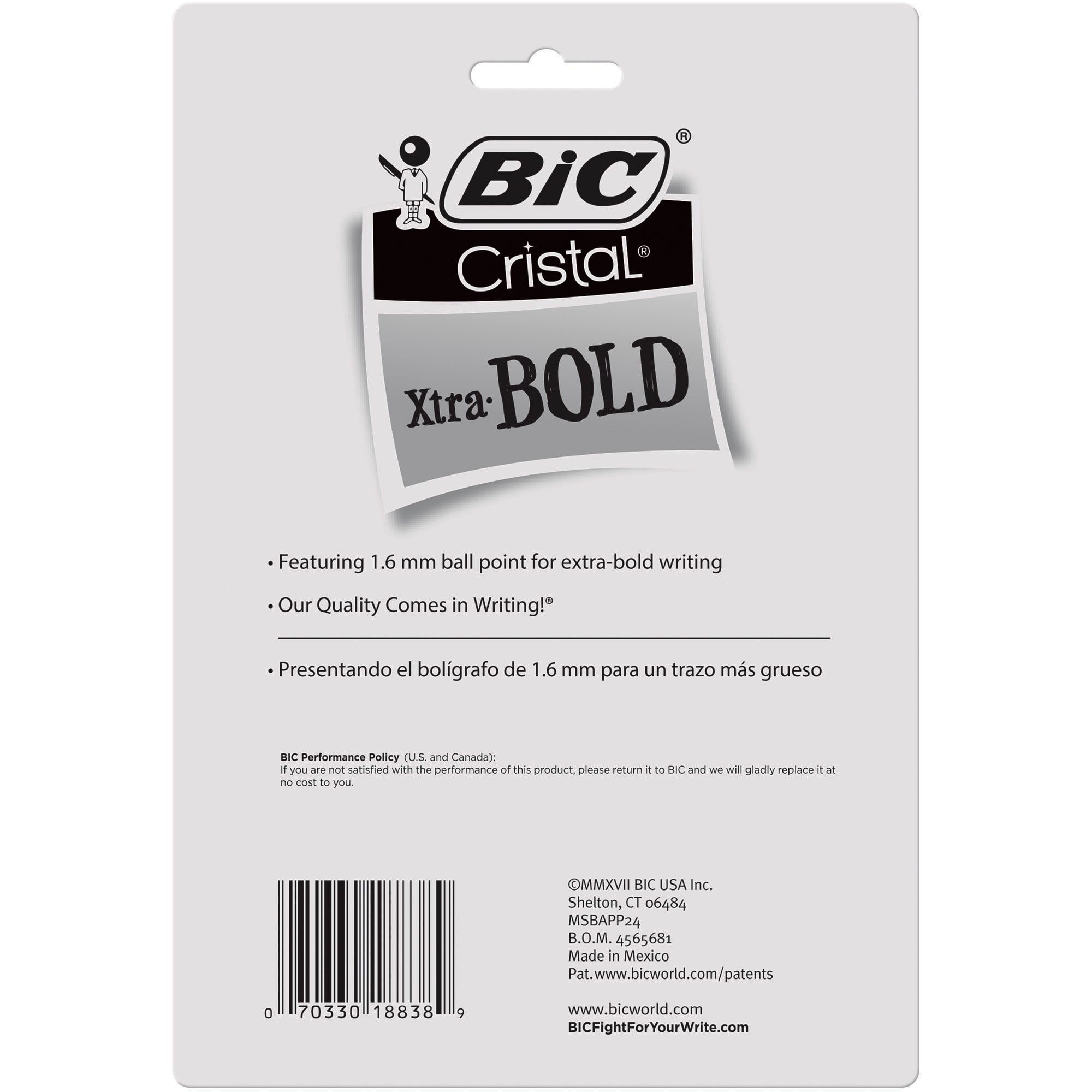 BIC Cristal Xtra Bold Fashion Ballpoint Pen, Medium Point (1.6mm), Assorted Colors, 24 Per Pack, 2 Packs