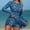 Blue, variant on Sakmal Long Sleeve Womens One Piece Swimsuits Fitness Full Coverage Rash Guards Swim Dress Bathing Suit Crew Neck Green Stretchy Womens Bthing Suit XXL