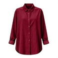 thumbnail image 4 of Red Long Sleeve Shirts for Women Blouse for Women Long Sleeve Button Down Shirts Outfit Lightweight Solid/Printed Tops, 4 of 4