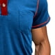 thumbnail image 3 of Playera Elvqul Hombre Liso Azul Manga Corta Cuello Redondo Botones Casuales Algodón, 3 of 3