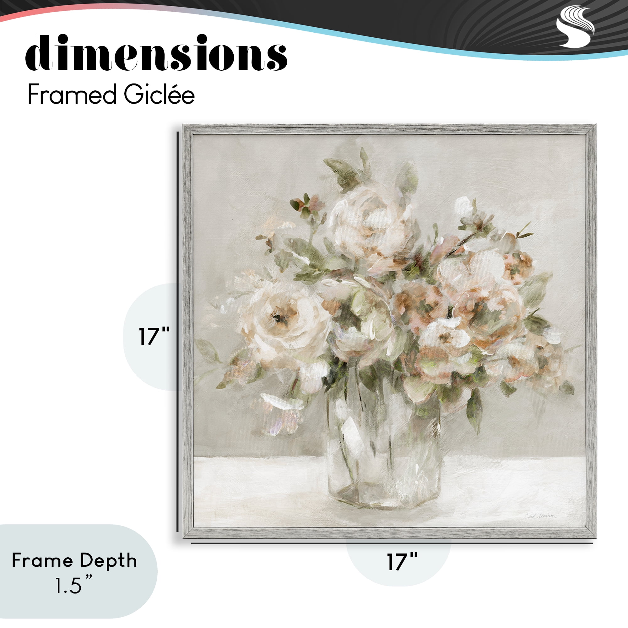 Stupell Industries Soft Neutral Floral Still Life Gray Framed Giclee Art, design by Carol Robinson