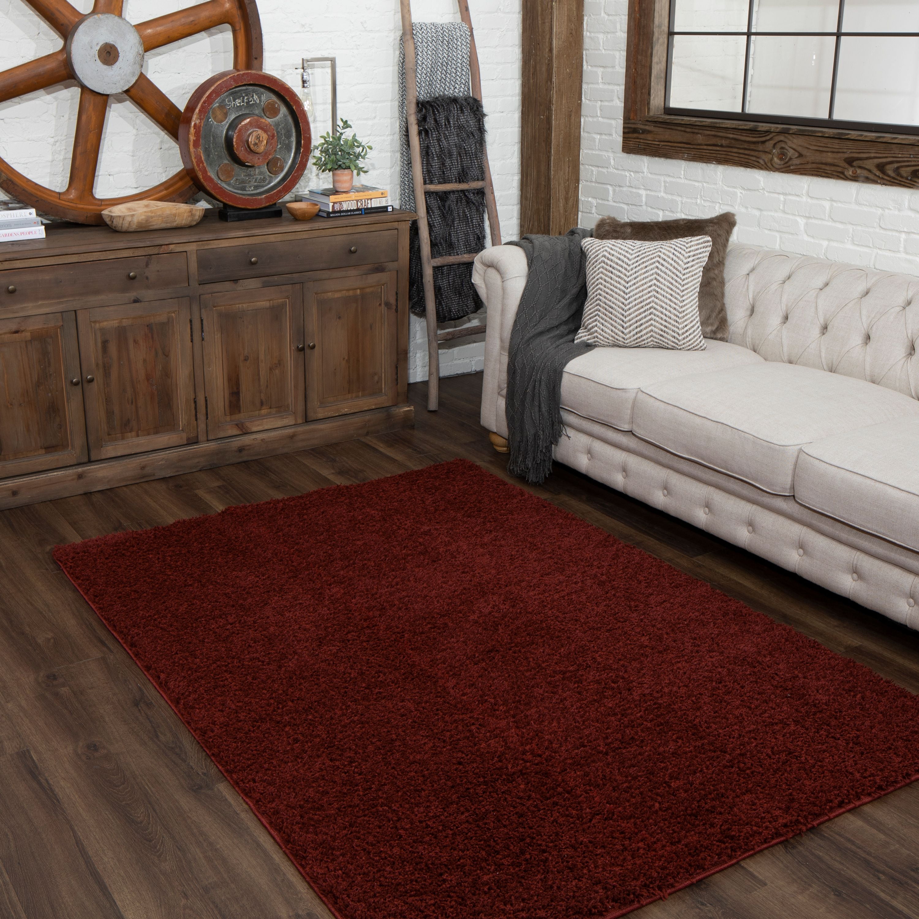 Mohawk Home Willow Creek Solid Shag Area Rug, Red