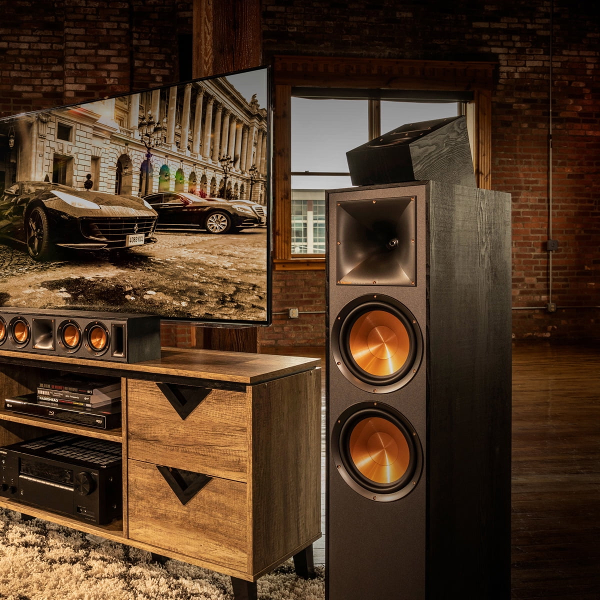 Klipsch Reference R-620F Floorstanding Speaker, Black Textured Wood Grain Vinyl
