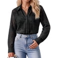 thumbnail image 4 of Sundazz Women's Long Sleeve Blouses Lace Floral Crochet Button Down Shirts Dressy Casual Eyelet Tops, 4 of 8
