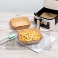 thumbnail image 3 of Restaurantware-Pastry Tek 6.3 x 6.3 x 1.8 Inch Air Fryer Liners, 100 Square Air Fryer Baskets - No-Stick Silicone Coating, Unbleached, Food-Grade Paper Liners, for Steamer, Microwave, Oven, Fry Pan, 3 of 8