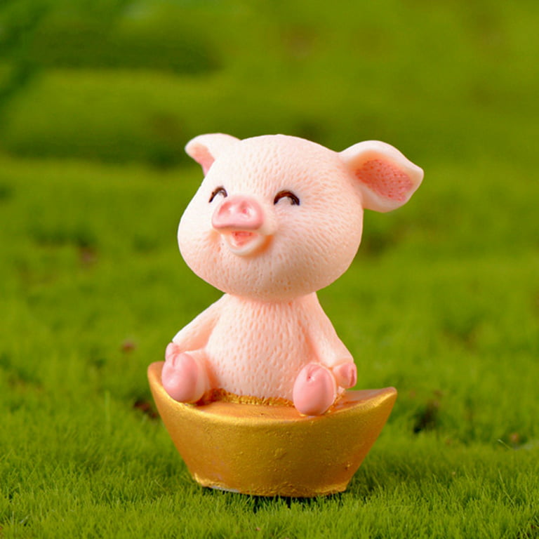 Cute Resin Money Lucky Pig Figurine Statue DIY Miniature Garden