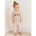 thumbnail image 6 of BemeyourBBs Toddler Baby Girl Football Outfit Cute Infant Girls Summer Clothes Embroidery Sleeveless Smocked Camisole Tank Top Wide Leg Pants Set, 6 of 9