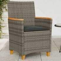 vidaXL Patio Chairs with Cushions 2 pcs Gray Poly Rattan&Solid Wood