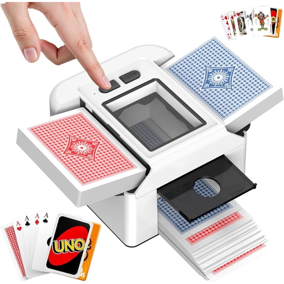 Wrongduck Automatic Card Shuffler for 1–2 Decks, Rechargeable Dual-Mode Card Shuffling Machine with 2000mAh Battery for UNO, Poker, Texas Hold’em, Travel & Parties