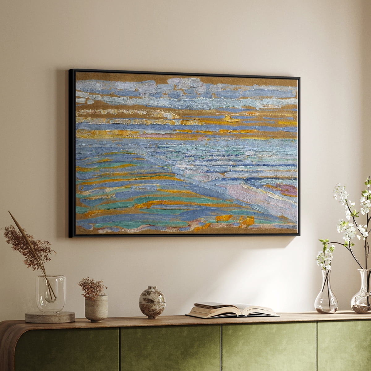 Vintage Landscape-CXIV By Wexford Home Framed in Black Wood Gallery Wrapped Canvas 27 in. x 41 in.