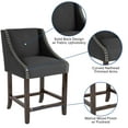 thumbnail image 5 of Flash Furniture Carmel Series 24" High Transitional Walnut Counter Height Stool with Accent Nail Trim in Charcoal Fabric, 5 of 12