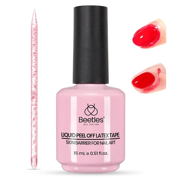 Esmalte en gel de látex líquido para escarabajos de uñas, 15 ml con barra de uñas