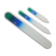 iDiva 3 Piece Czech Mani/Pedi Crystal Glass Nail File Set - 3.5 in. , 5.5 in. & 7.5 in.(Green/Blue)