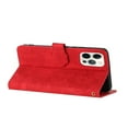 thumbnail image 4 of Leather For Apple iPhone 14 Pro Case Flower Embossed 3-card  Flip Wallet Leather Case with Card Holder Magnetic Closure ,Detachable Wrist Strap,Shockproof Phone Cases Cover,Red,For iPhone 14 Pro, 4 of 10