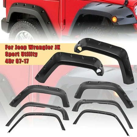 Fender Flares Rivet Pocket Style For Jeep Wrangler JK Sport Utility 4Dr