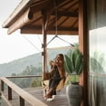 thumbnail image 6 of ALEKO Hanging Rope Swing Hammock Chair with Side Pocket and Wooden Spreader Bar, Khaki, 6 of 9