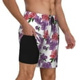 thumbnail image 2 of Kdxio Peonies Print Men's Swim Trunks with Compression Liner 7 Inch Inseam Quick Dry Swim Shorts, 2 of 7