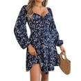 thumbnail image 2 of Women's Printed Sweetheart Neck Balloon Sleeve Mini Dress 100% Polyester Lightweight Everyday Summer Casual Chic Dress, 2 of 17