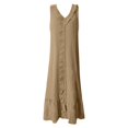 thumbnail image 4 of Vestido largo con cuello en V para mujer - Botones en la parte delantera, volantes - Sin mangas, corte A - Playa/fiesta - Tallas S-XXL, 4 of 4