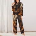 thumbnail image 2 of Picia Jungle Meditating Lion Pattern Women’s Long-Sleeve Sleepwear Set - Soft 2-Piece Loungewear with Pockets, Comfy PJs for Relaxing Nights-Small, 2 of 7