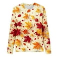 thumbnail image 4 of Craaazy Long Sleeve Shirts for Women Casual Crewneck Pullover Blouse Vintage Maple Leaf Print Loose Tops Gifts, 4 of 4