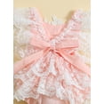 thumbnail image 5 of Coduop Newborn Baby Girls Lace Floral Romper Dress Ruffle Sleeves Suspender One-piece Jumpsuit, 5 of 7