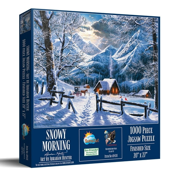 SUNSOUT INC - Snowy Morning - 1000 pc Jigsaw Puzzle by Artist: Abraham Hunter - Finished Size 20" x 27" - MPN# 69438