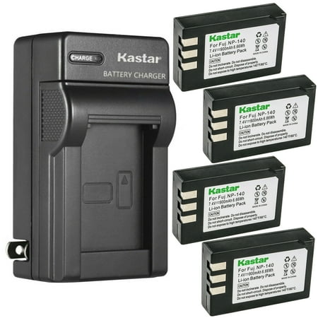 Kastar 4-Pack Battery and AC Wall Charger Replacement for Fujifilm NP-140 FNP-140 FNP140 Battery Fuji BC-140 BC140 Charger Fujifilm FinePix S100FS FinePix S200EXR FinePix S200FS FinePix S205EXR
