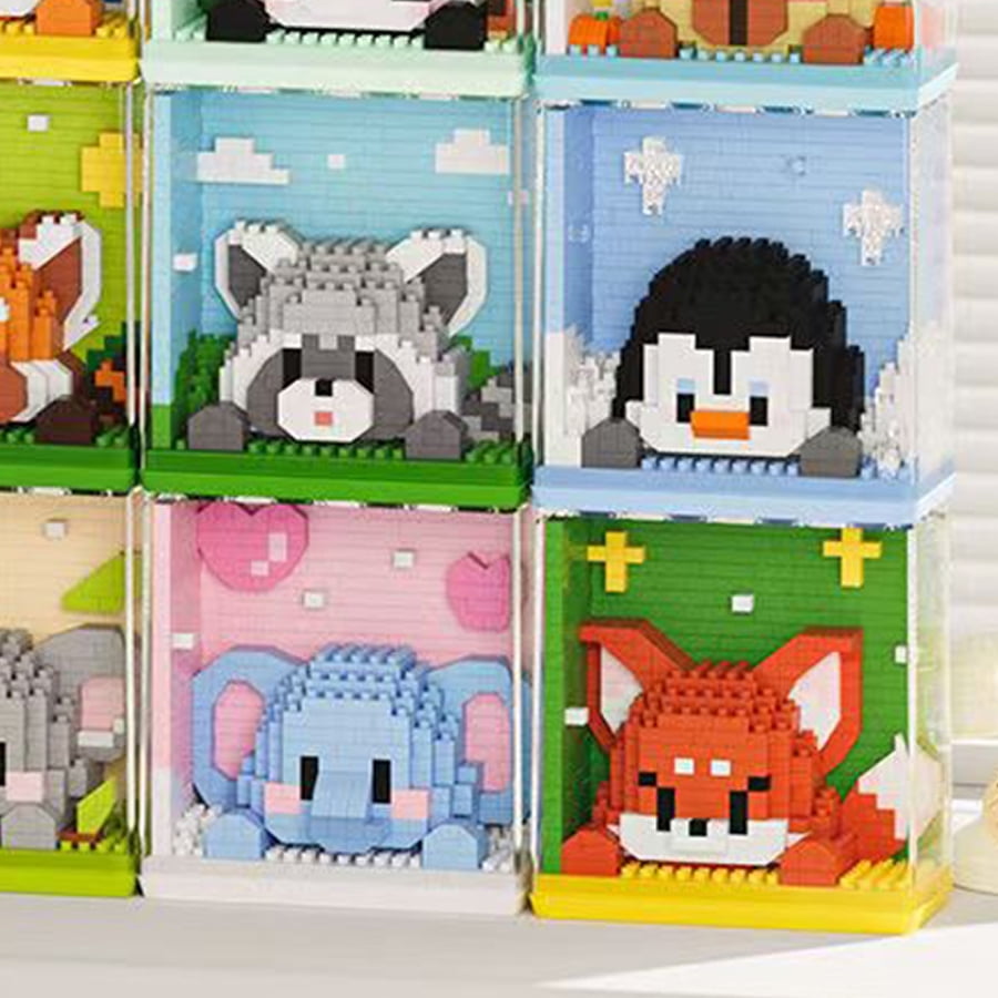 8PCS Zoo Building Block Toys, Cute Panda Koala Giraffe Series Mini Toy Desktop Bedroom Ornaments, Hobby Plant Collection, Gifts for People Christmas Halloween Gifts-Random Blind Box Series