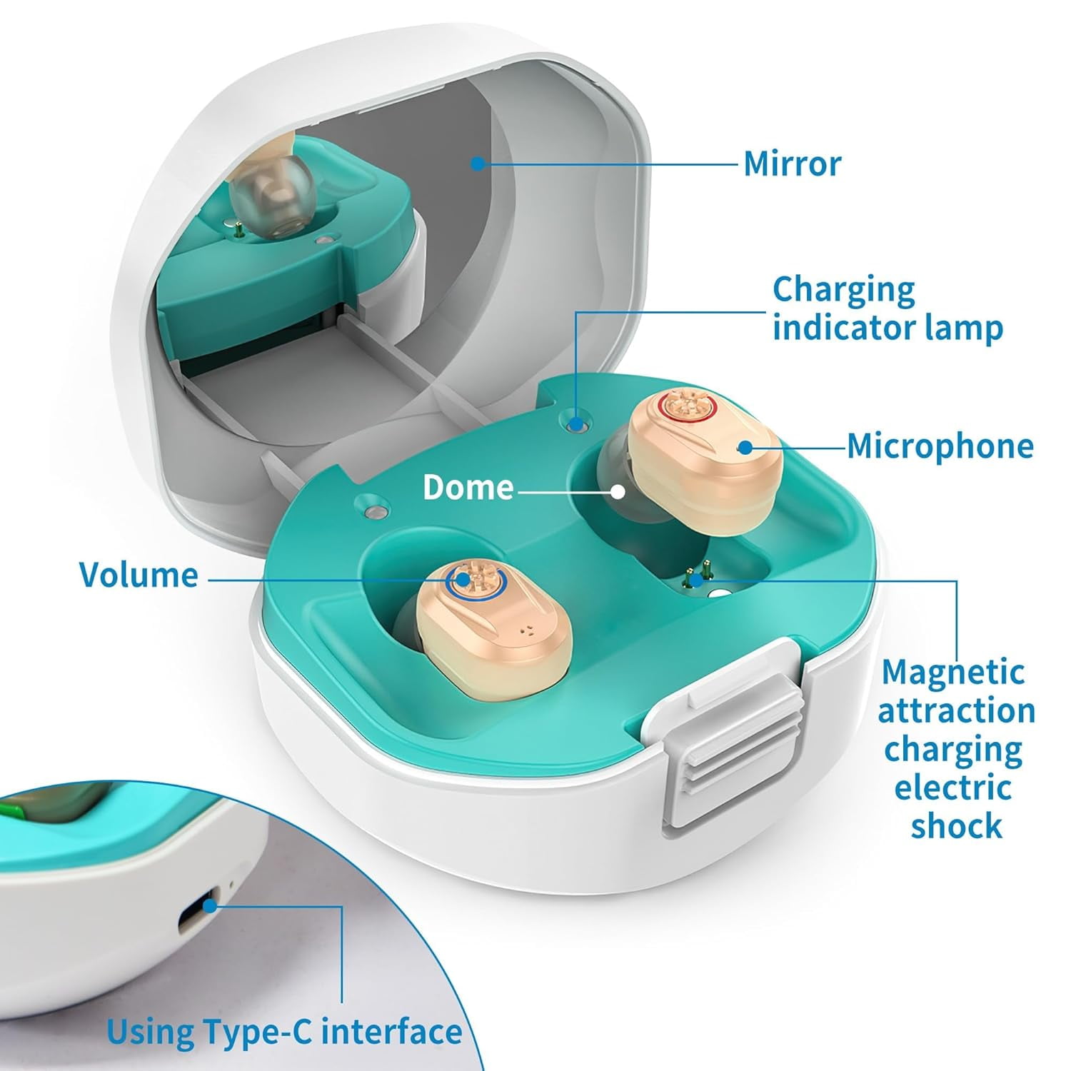 SUWU Hearing Aids for Seniors, Rechargeable Personal Sound Amplifiers for Severe Hearing Loss, Hearing Amplifiers for Adults with Noise Cancelling, Magnetic Charging Case