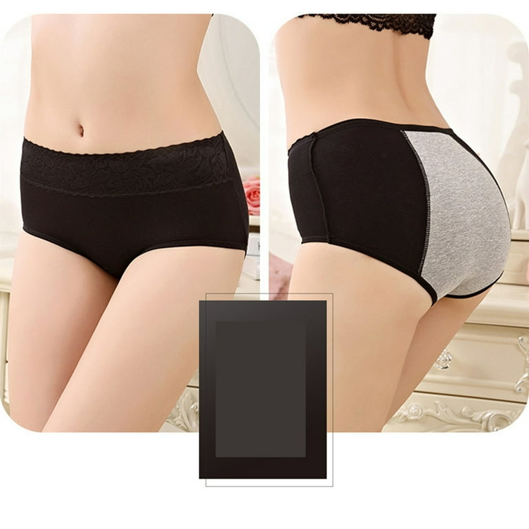 EHTMSAK Teen Girls Period Underwear Menstrual Period Panties Leak-Proof  Cotton Protective Briefs 3 Pack Black XL
