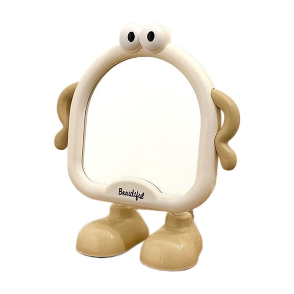 Cute Cartoon Monster Makeup Mirror with Stand, HD Glass Desktop Vanity Mirror, Adjustable Tilt, PP Frame, Non-Slip Base, Standing Mirror for Bedroom Dorm Desk, 7.24" x 6.3"