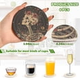 thumbnail image 2 of Yayeee 6 PCS Drink Coasters with Holder Set Woven Absorbent Round Tabletop Hot Pad, Skeleton With Flowers Pattern, 2 of 7