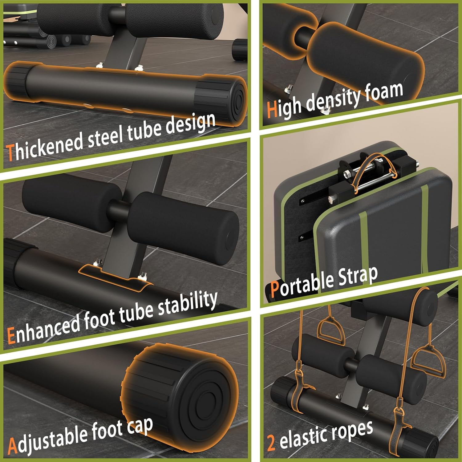 Adjustable Weight  for Home Gym, Foldable 700LBS Workout  with 9 Backrests, Multi-Purpose  Press for Incline Decline Flat with Fast Adjustment (2 resistance bands)