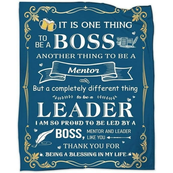 Boss Blanket Gifts for Men, Boss Blanket Gifts from Employees Coworker, Boss Blanket for Male, Boss Blanket for Boss Day Birthday Retirement Decor Retirement Gifts Blanket