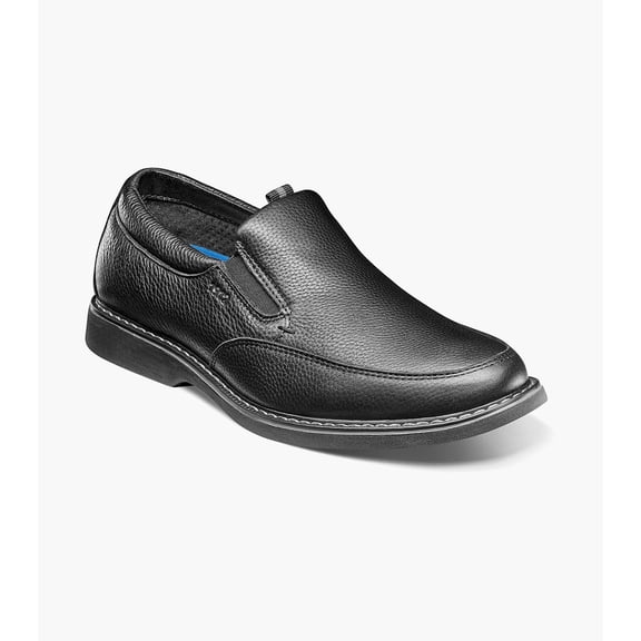 Nunn Bush Otto Men's Moc Toe Slip On, Black Tumbled, 11W
