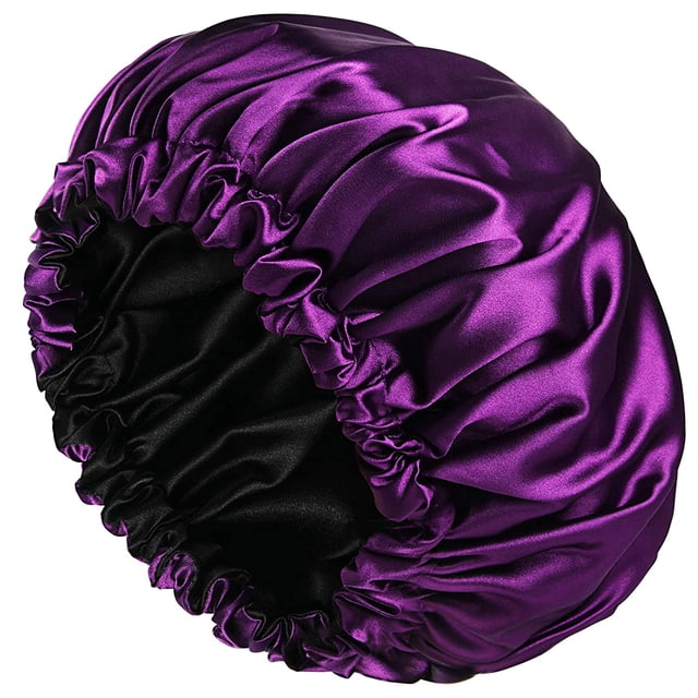 Bonnet en Satin à Double Couche, Réversible et Réglable pour le Sommeil