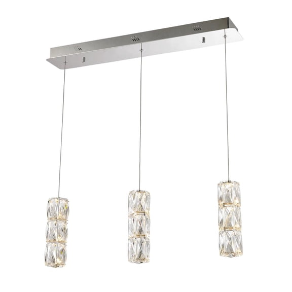 Elegant Lighting Polaris 3 Light Elegant Cut LED Island Pendant in Chrome