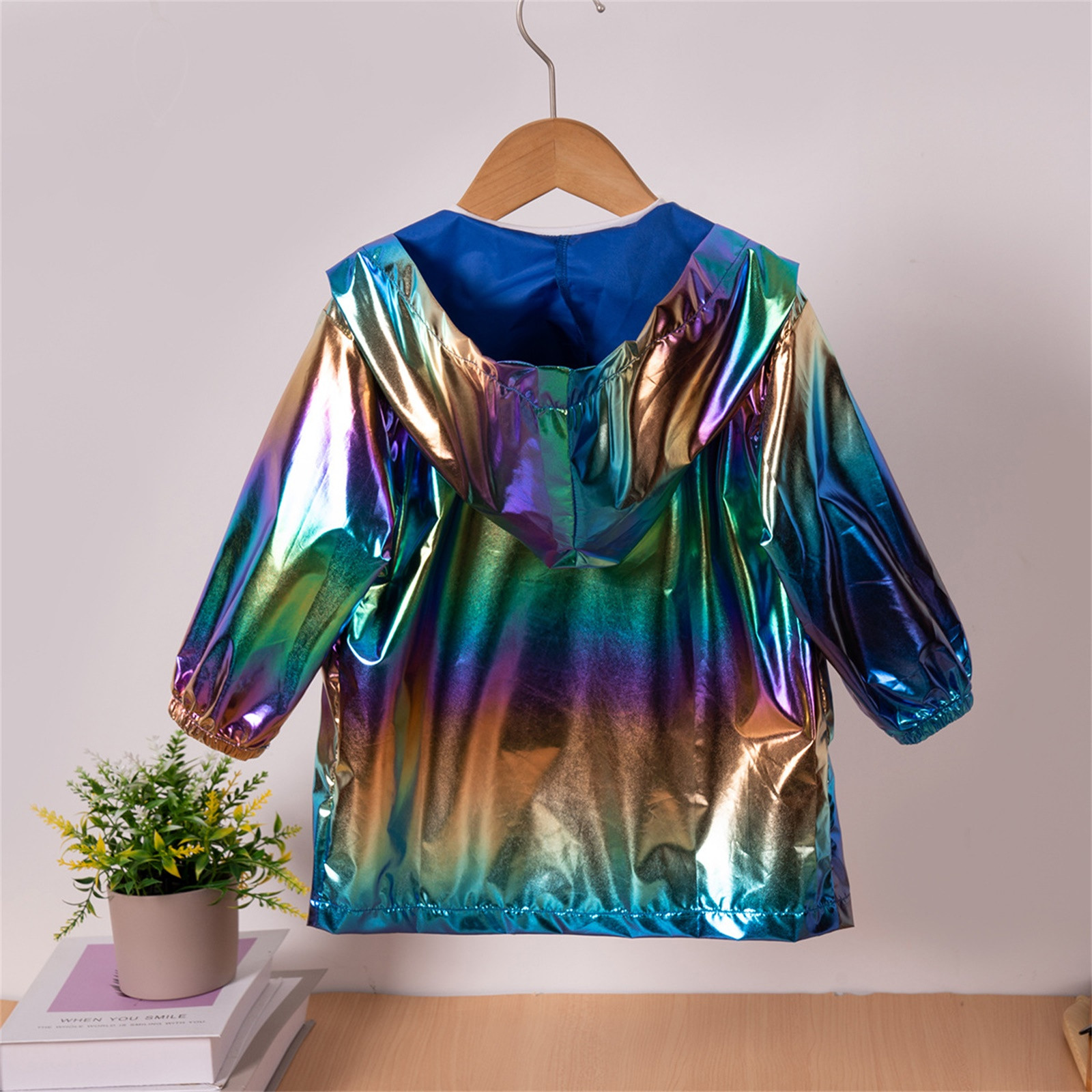 Abomasnow Toddler Boy Girl's Metallic Jacket Lightweight Zip Up Holographic Shiny Bomber Jackets with Hooded 1-7 Years