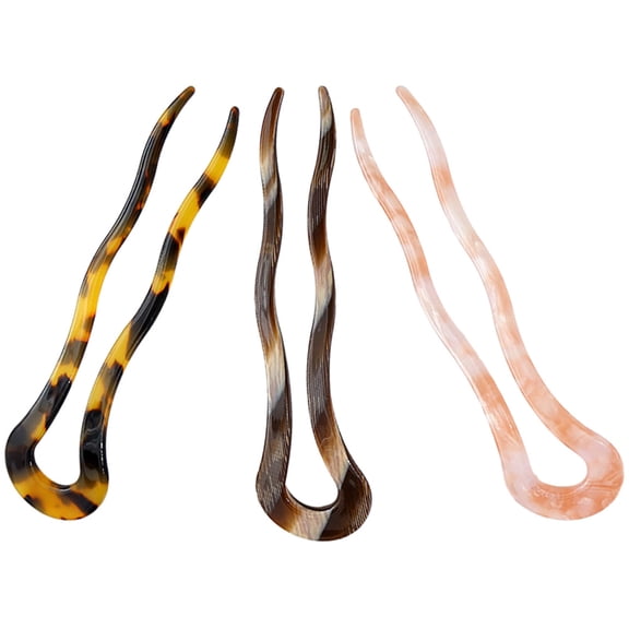 LOLIPPYY 3Pcs U Shape Hair Forks Lightweight Acetate Hair Pins Durable Comfortable Accessories