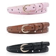 thumbnail image 6 of AWAYTR 3 Pack Girls PU Leather Belts, Heart Hollow Design, Gold Metal Buckle, Adjustable Kids Waist Belt for Uniform Dress Jeans, 6 of 8