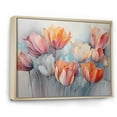 thumbnail image 2 of Designart "Red-Grey Tulip Minimalism" Tulips Floater Framed Wall Art Living Room, 2 of 5