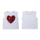 thumbnail image 4 of Camisetas para niñas, lindas lentejuelas en forma de corazón, algodón, verano, sin mangas, informales, camisetas para niños, ropa para niños, gris, 4 of 8