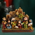thumbnail image 1 of Belén navideño iluminado en miniatura, regalo de Navidad, estatua religiosa del nacimiento de Jesús hecha a mano, adorno de mesa de 11 x 2,5 x 8, 1 of 8