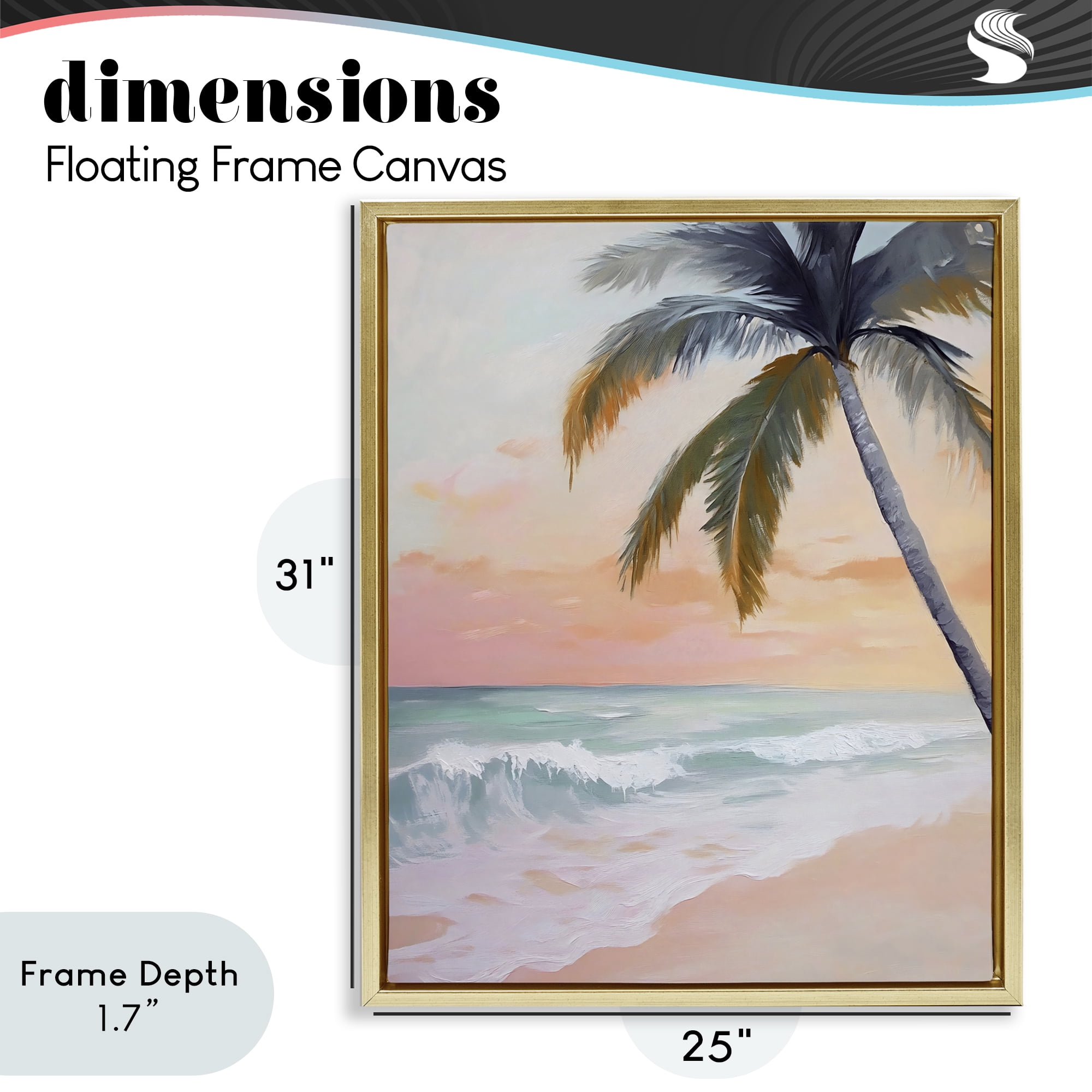 Stupell Industries Tranquil Sunset & Beach Palm Gold Framed Floater Canvas Wall Art, design by Creative Studio
